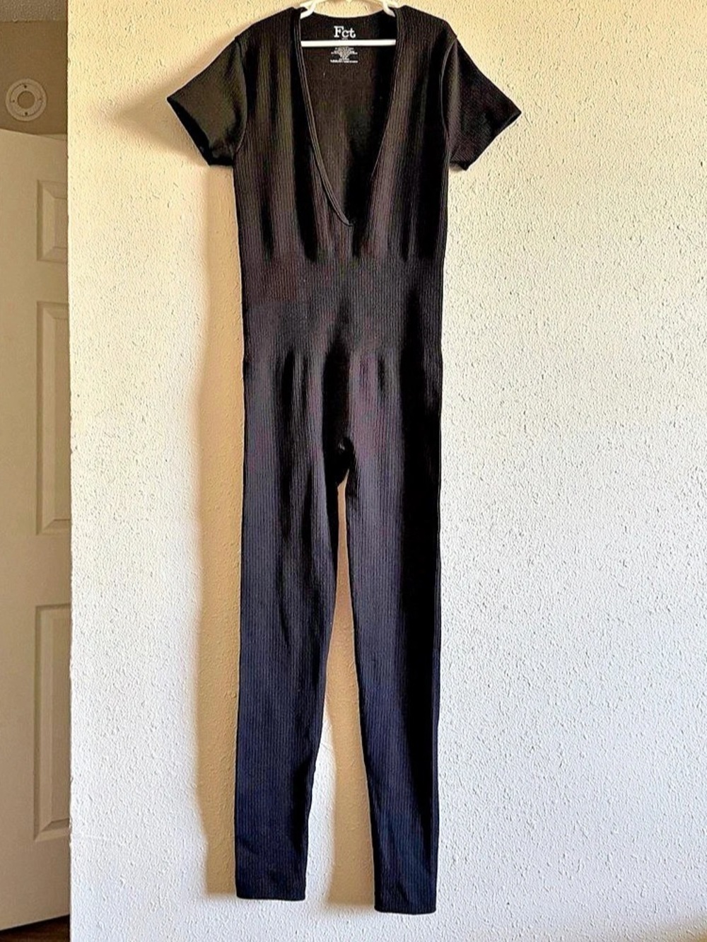 Fct Basics Black Ribbed Jumpsuit Size Medium Like New